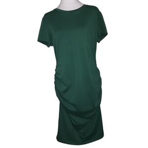 Missufe Ruched Bodycon Dress Short Sleeve Casual Midi Dress XL
